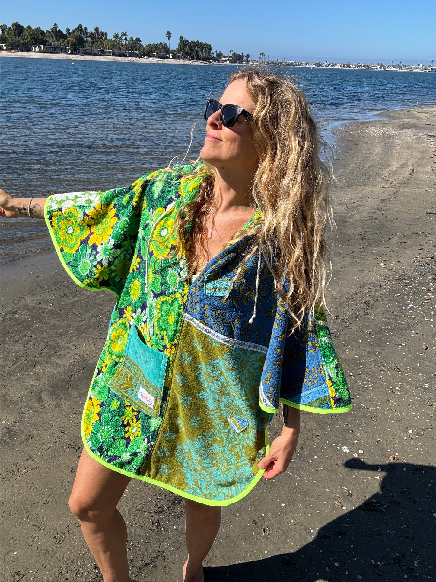 *Green & Blue Towel Dress/ Poncho