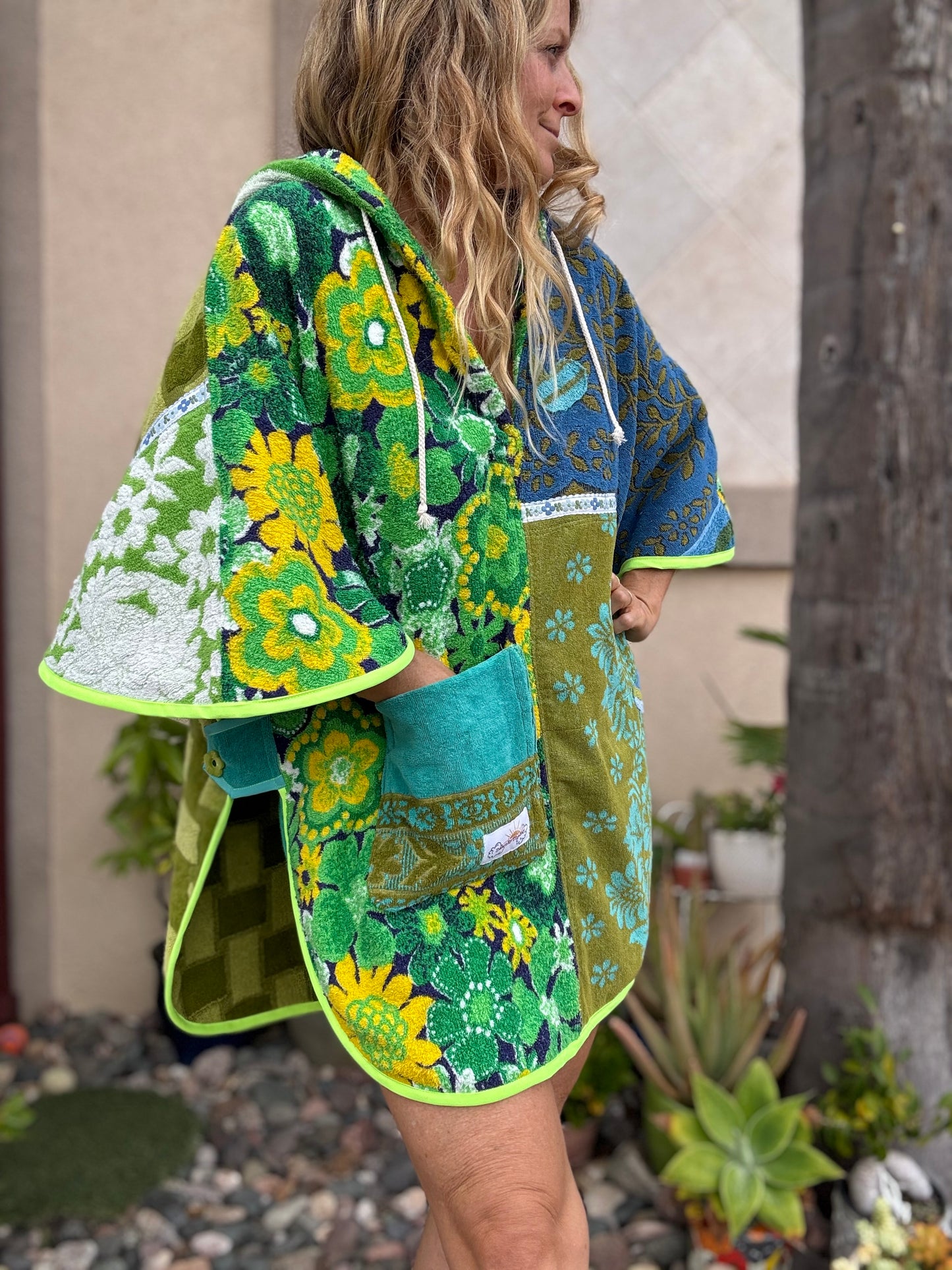 *Green & Blue Towel Dress/ Poncho