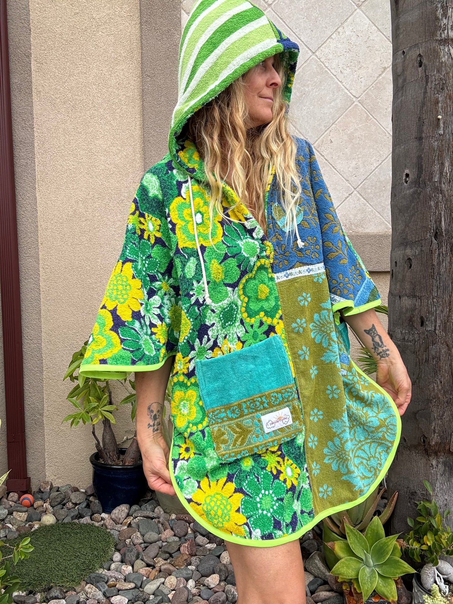 *Green & Blue Towel Dress/ Poncho