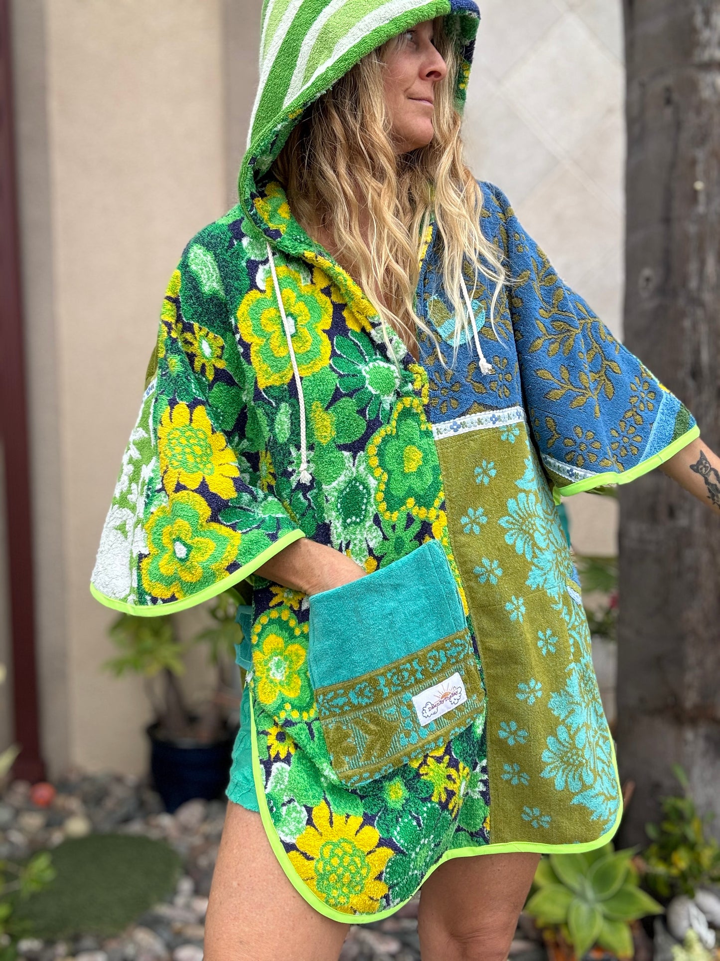 *Green & Blue Towel Dress/ Poncho