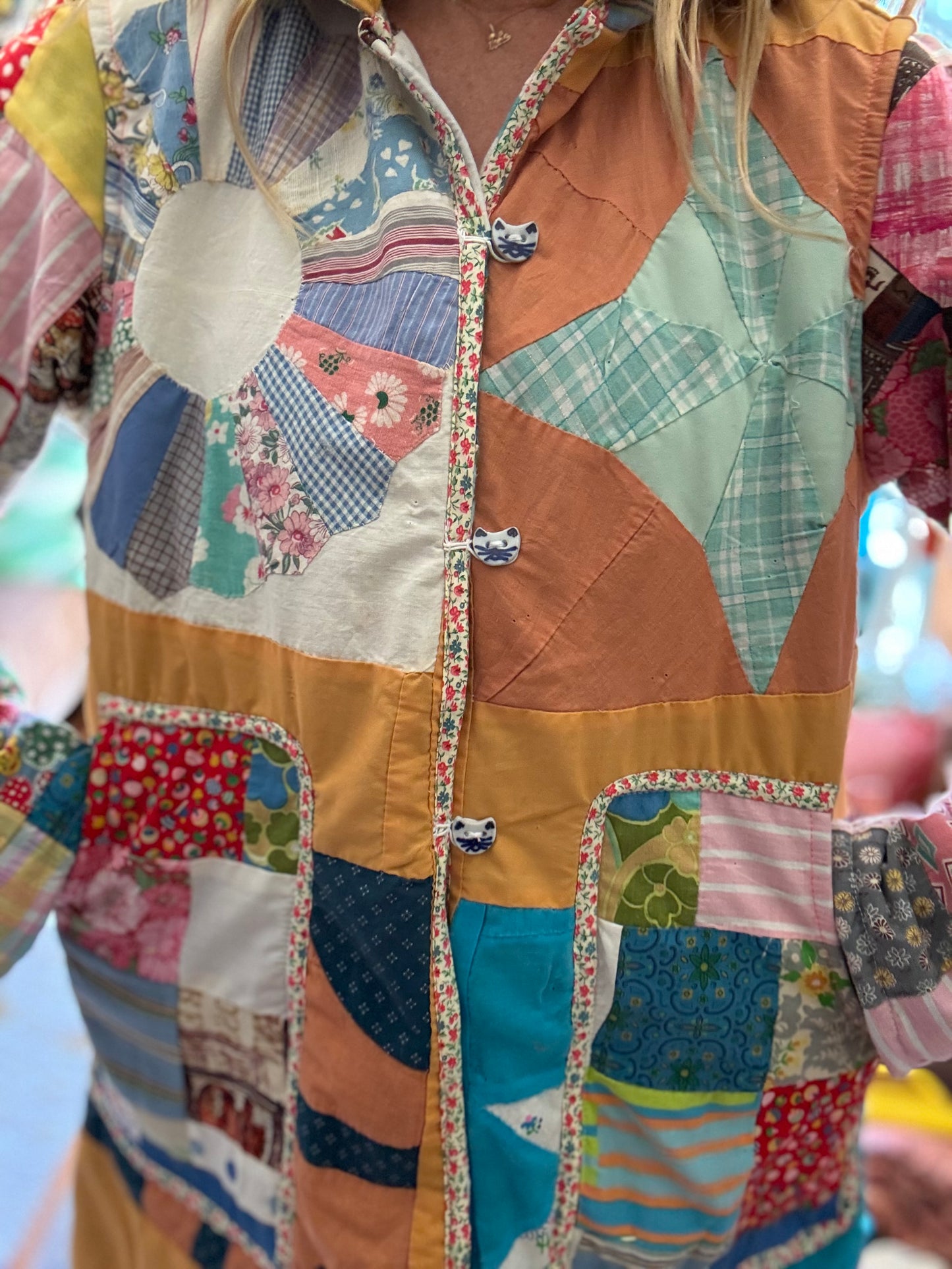 *Reversible Quilt Coat with Cat Buttons