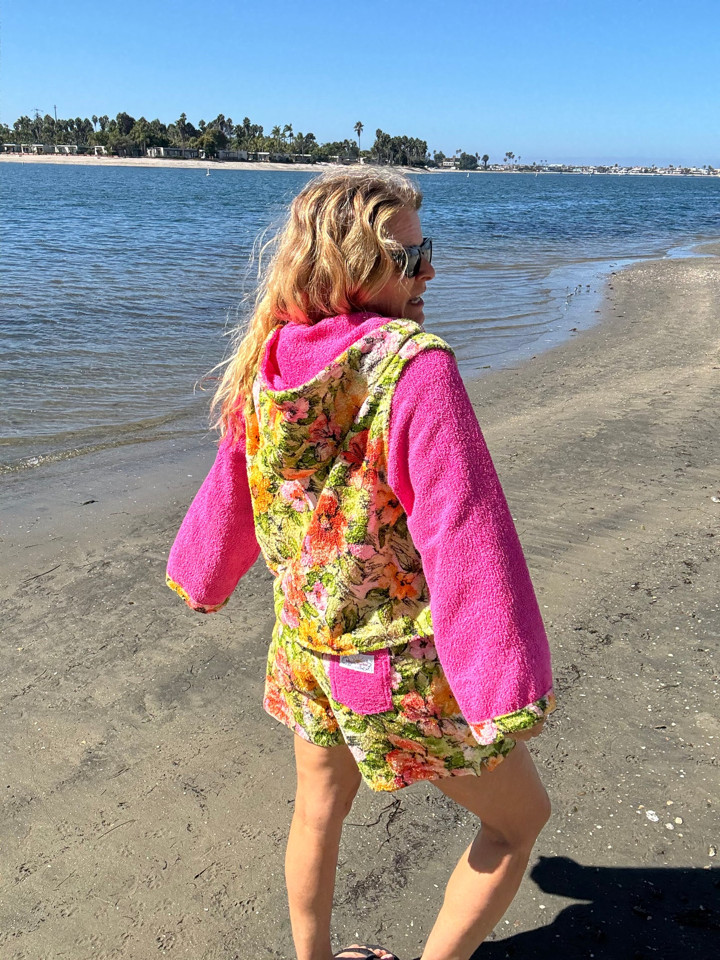 *Floral & Pink Terry Beach Set