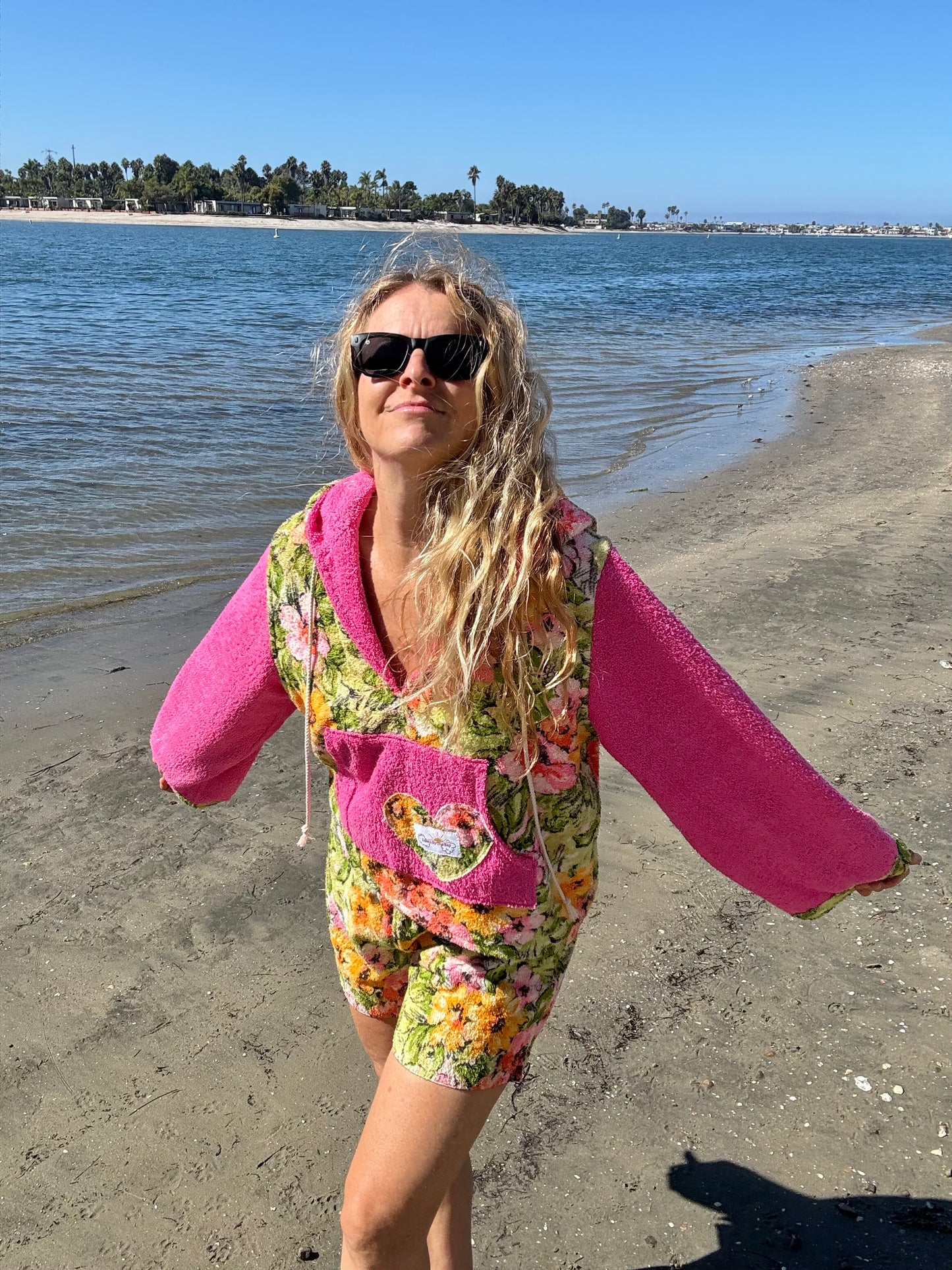 *Floral & Pink Terry Beach Set