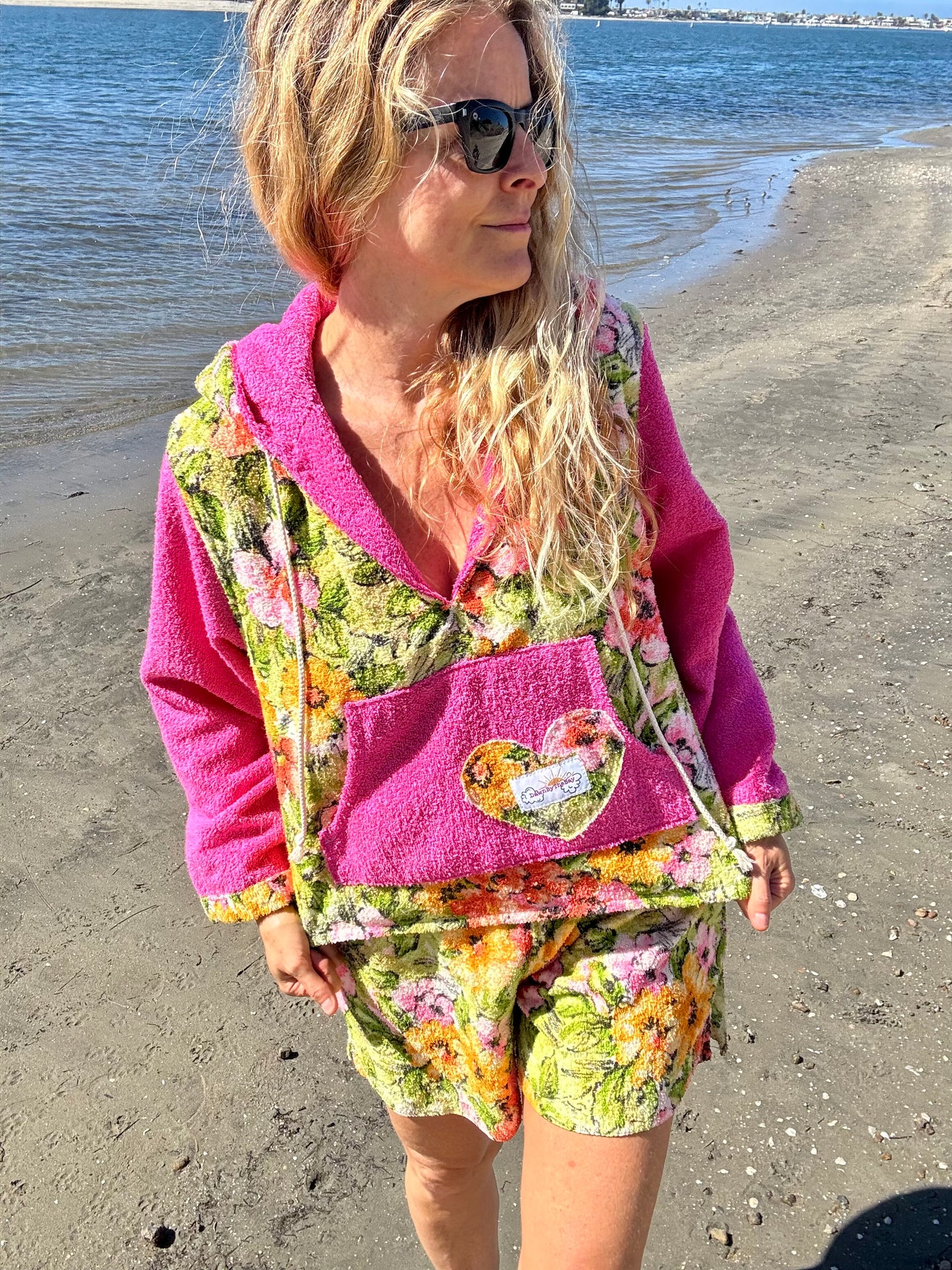 *Floral & Pink Terry Beach Set