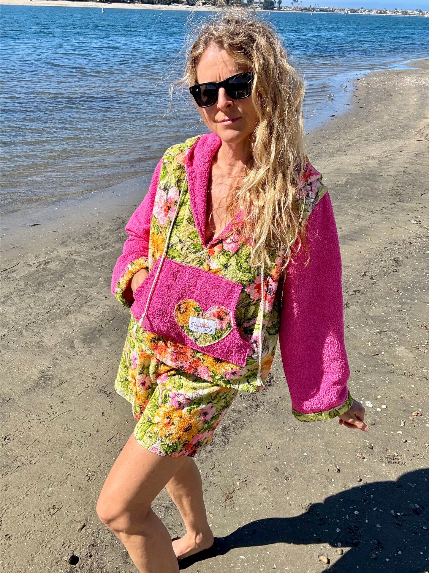 *Floral & Pink Terry Beach Set