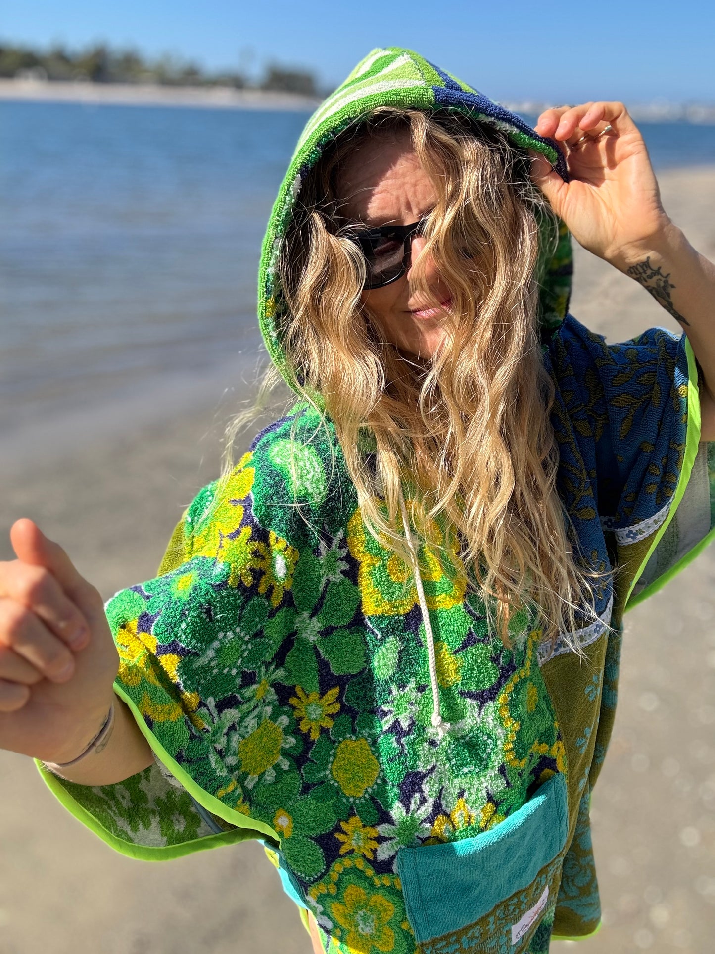 *Green & Blue Towel Dress/ Poncho
