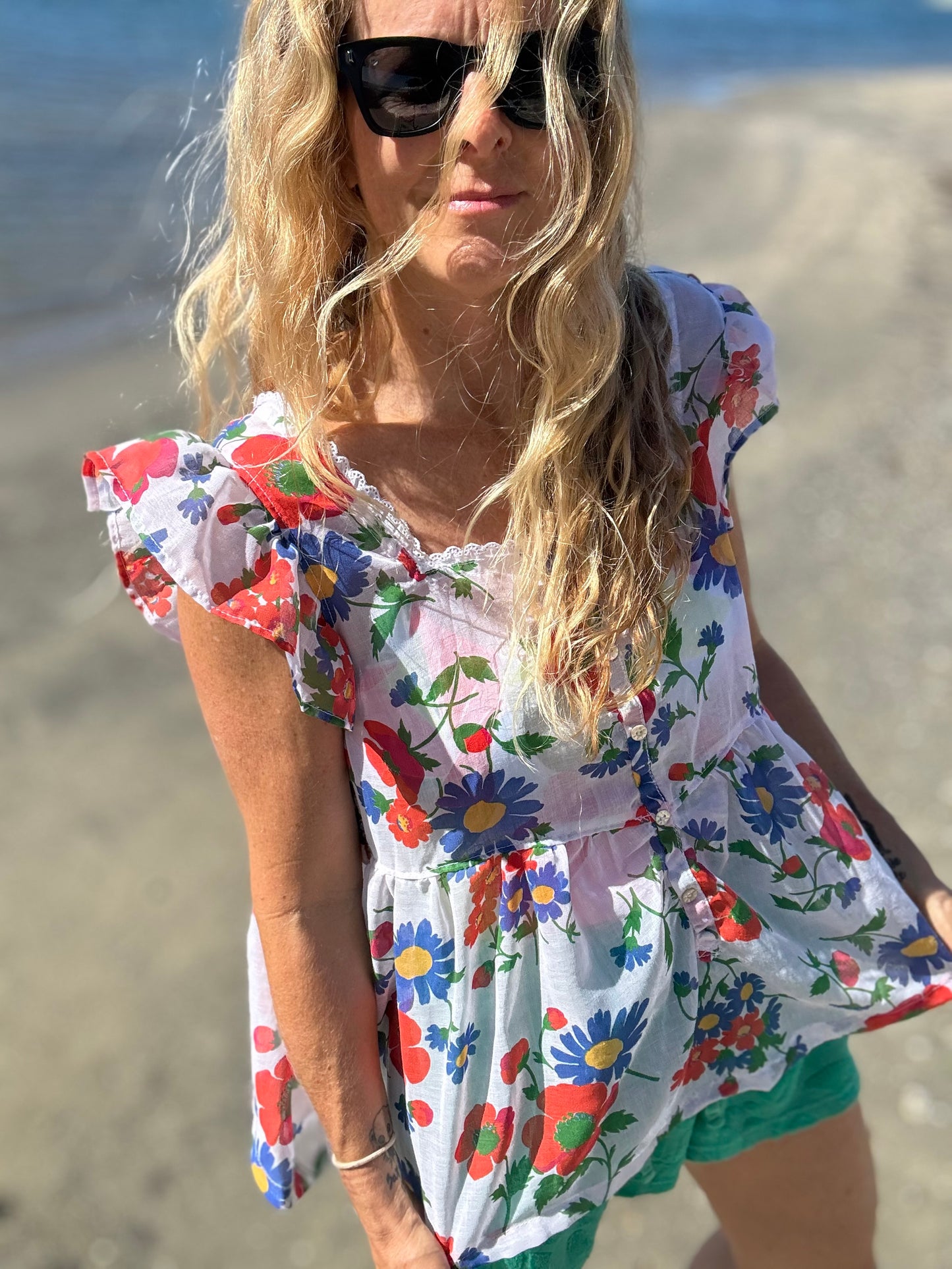 *Sheer Floral Top (Laura Ashley Style)