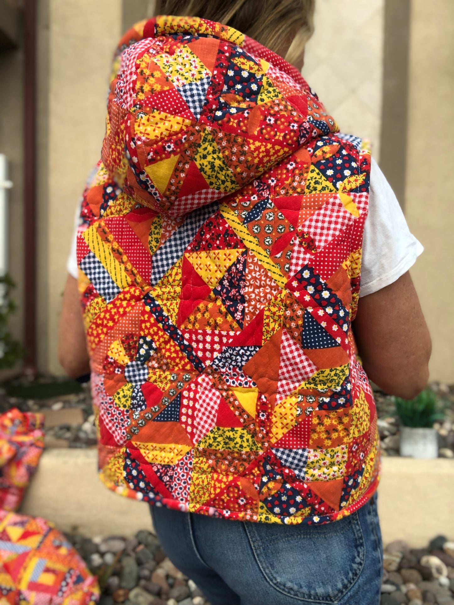 70s Calico Quilted Vest