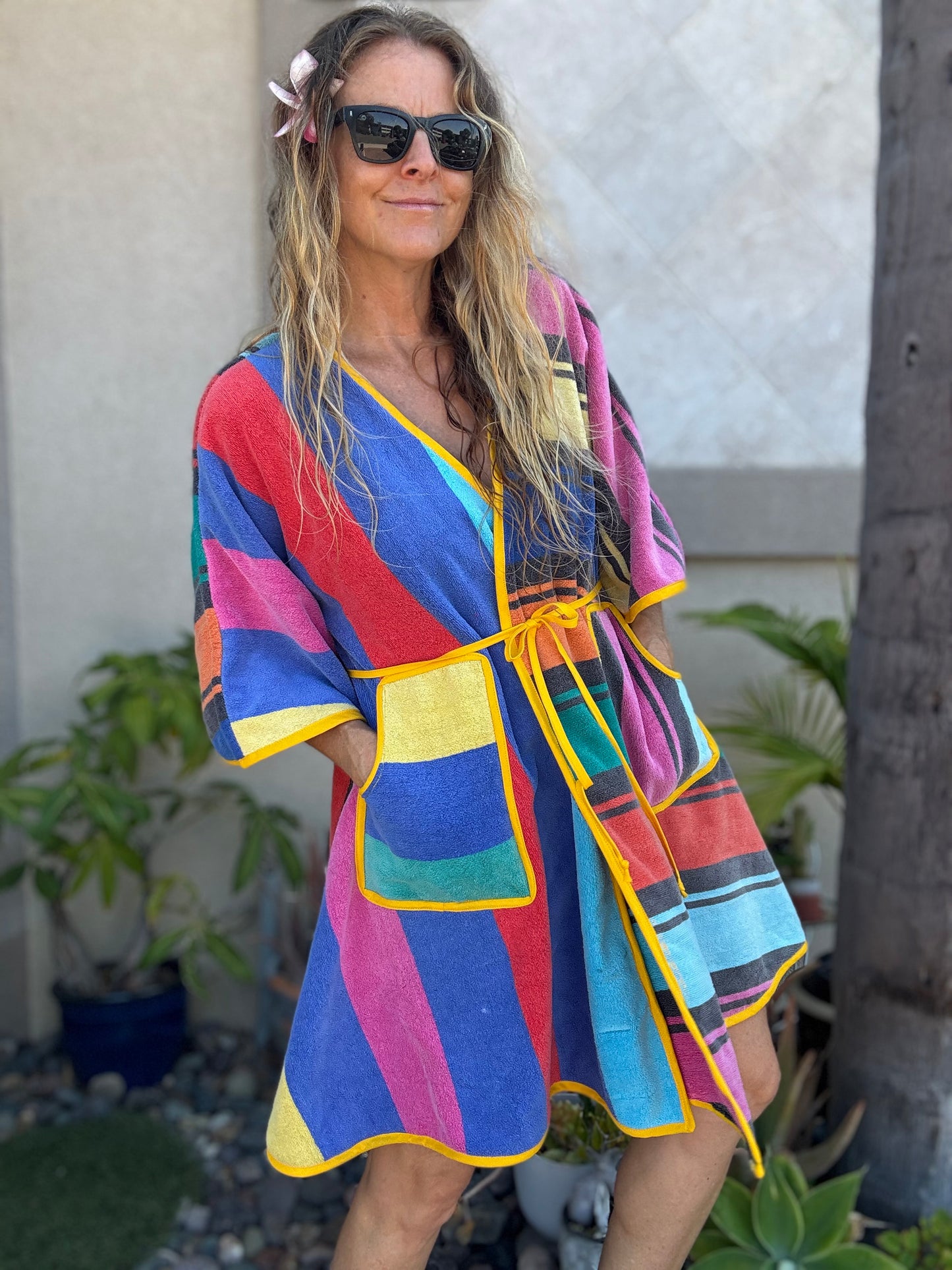 *Wrap Dress ~ 80s rainbow stripes