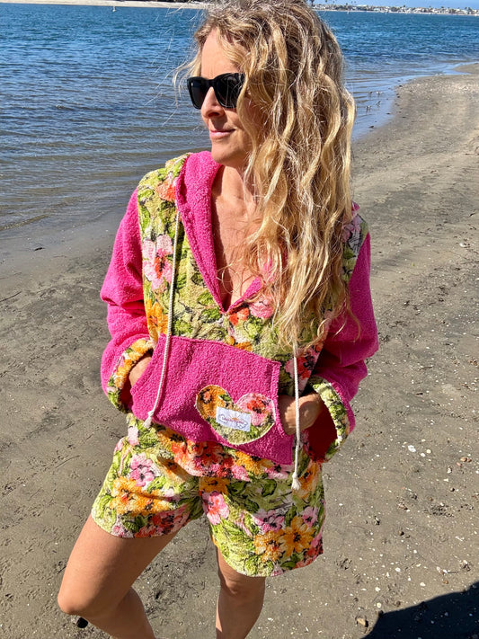 *Floral & Pink Terry Beach Set