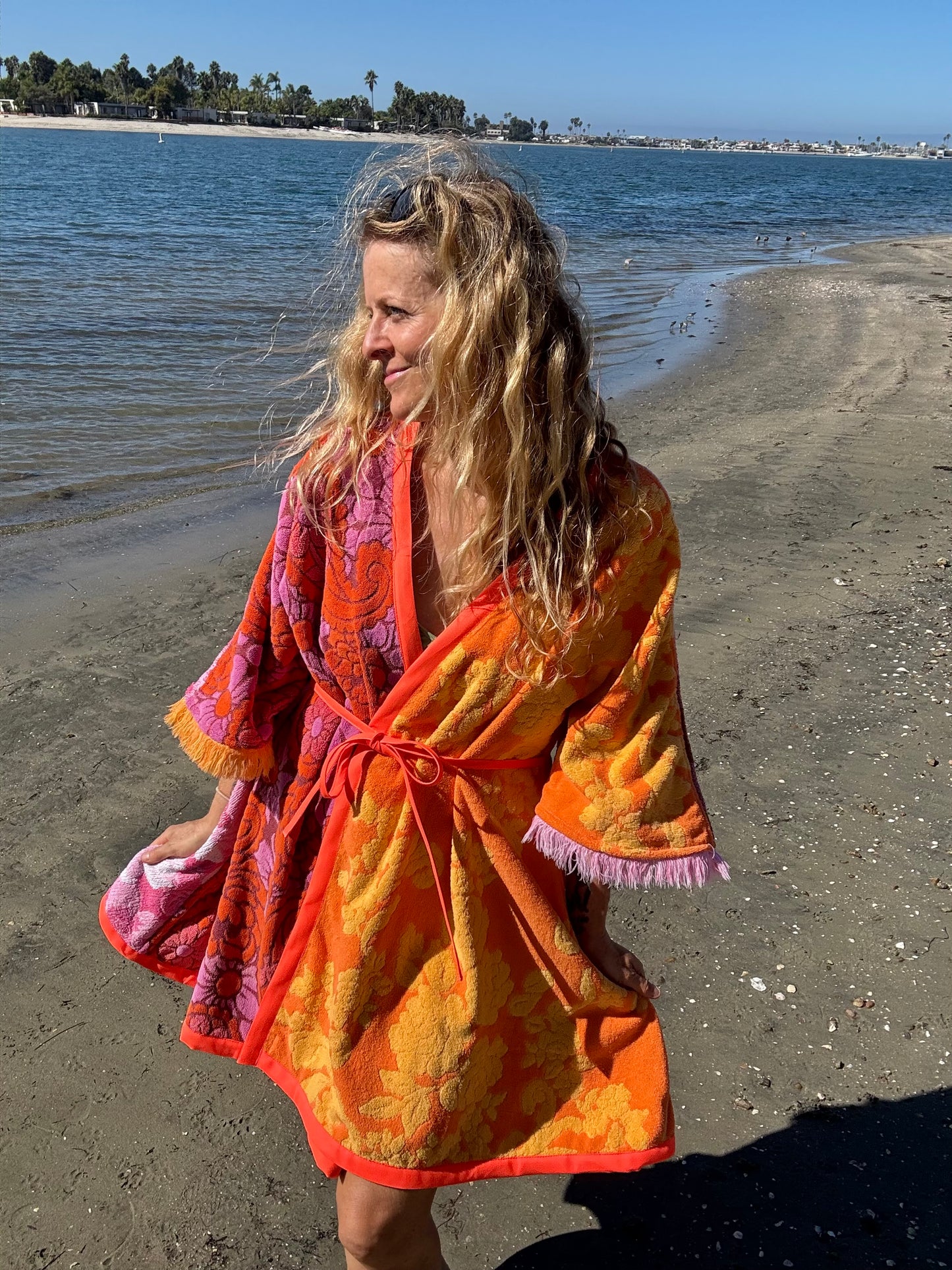 *Pink & Orange Robe/Wrap Dress