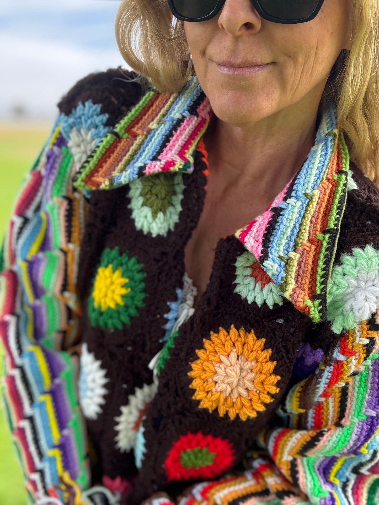 Circles and Stripes Dagger Collar Cardigan