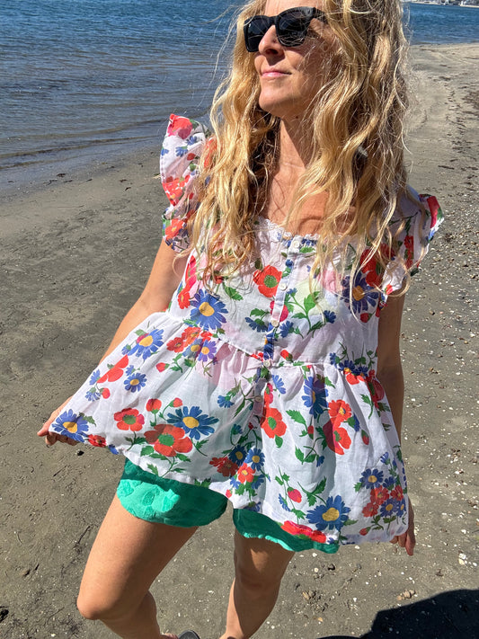 *Sheer Floral Top (Laura Ashley Style)
