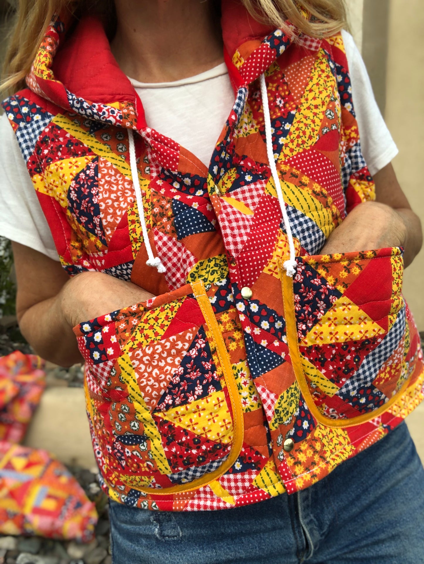 70s Calico Quilted Vest