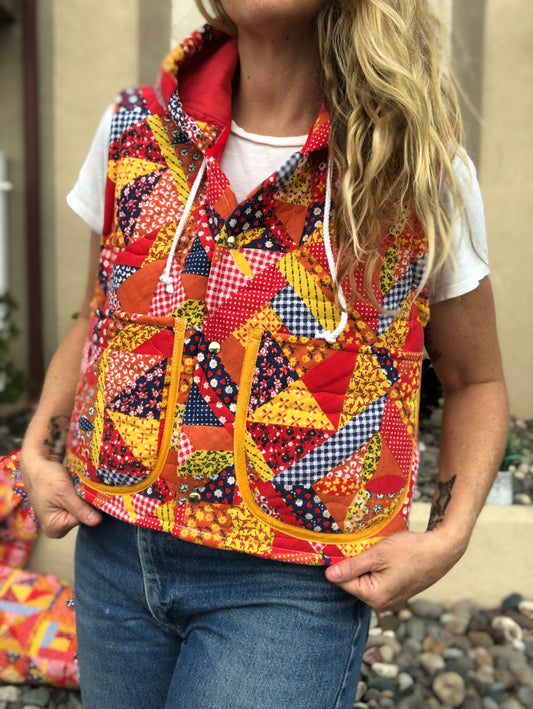 70s Calico Quilted Vest