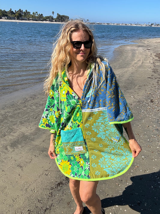 *Green & Blue Towel Dress/ Poncho