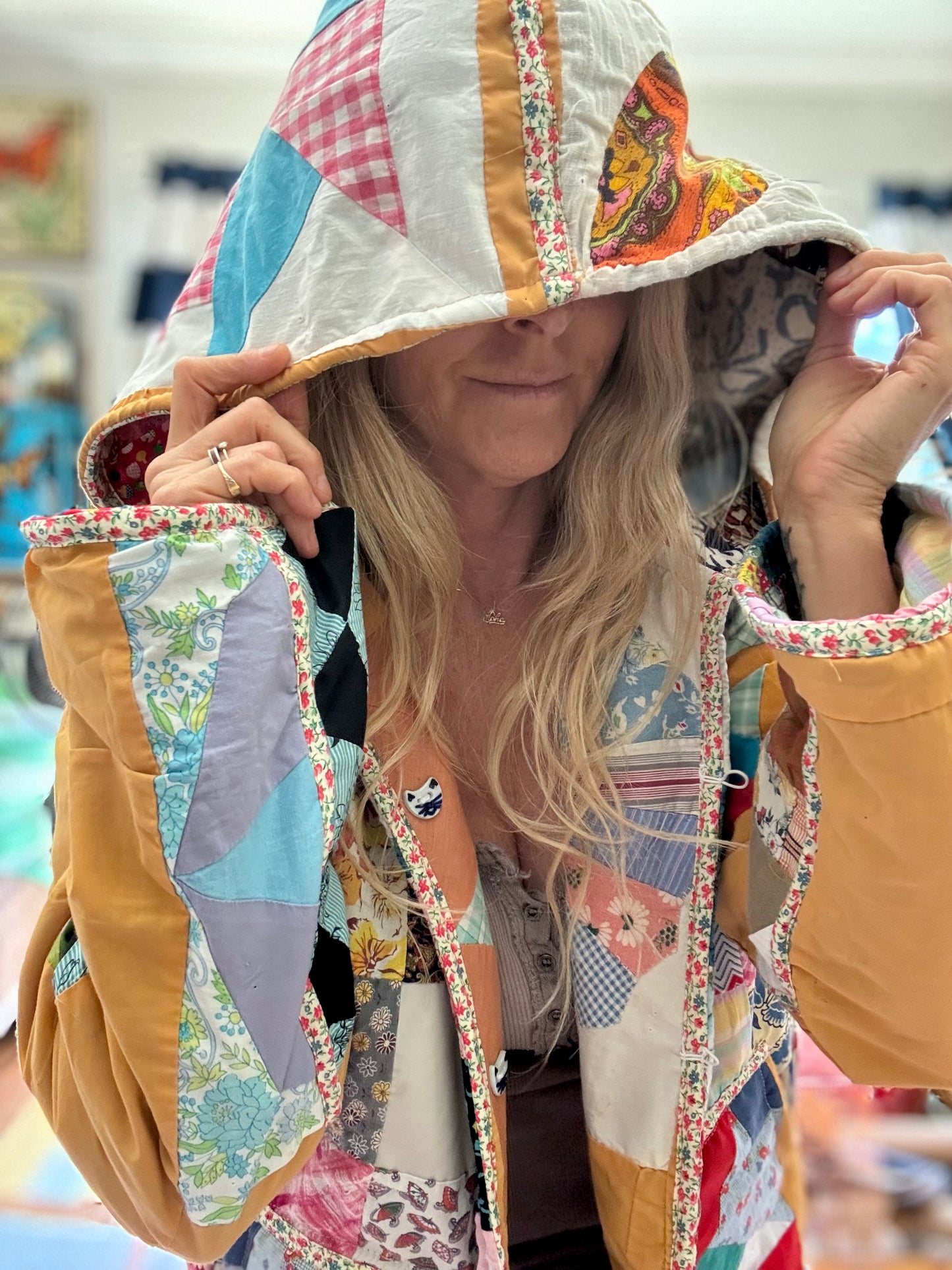*Reversible Quilt Coat with Cat Buttons