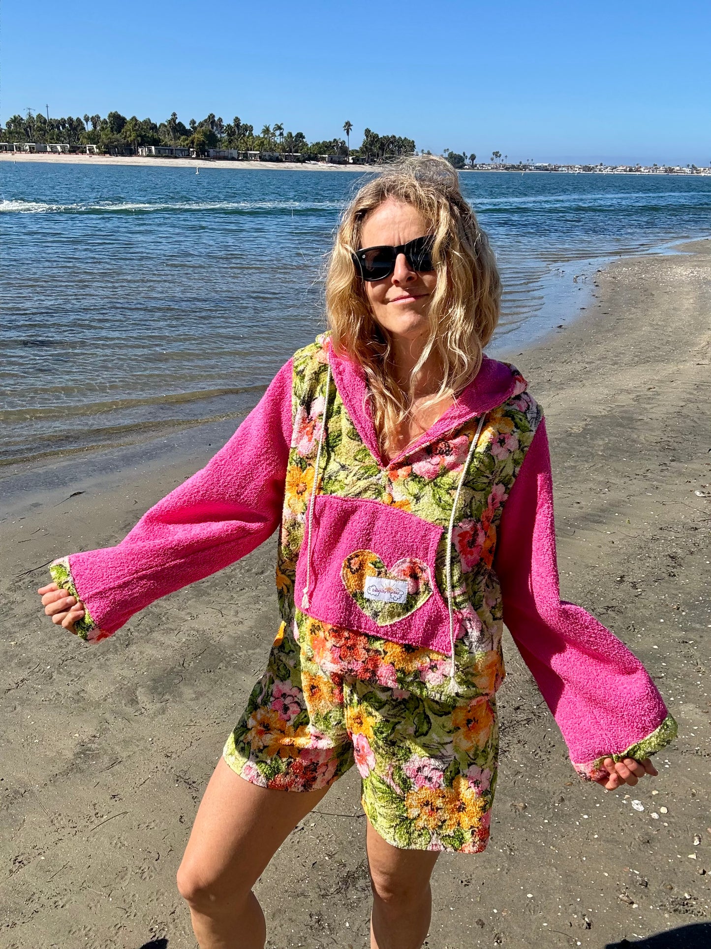*Floral & Pink Terry Beach Set