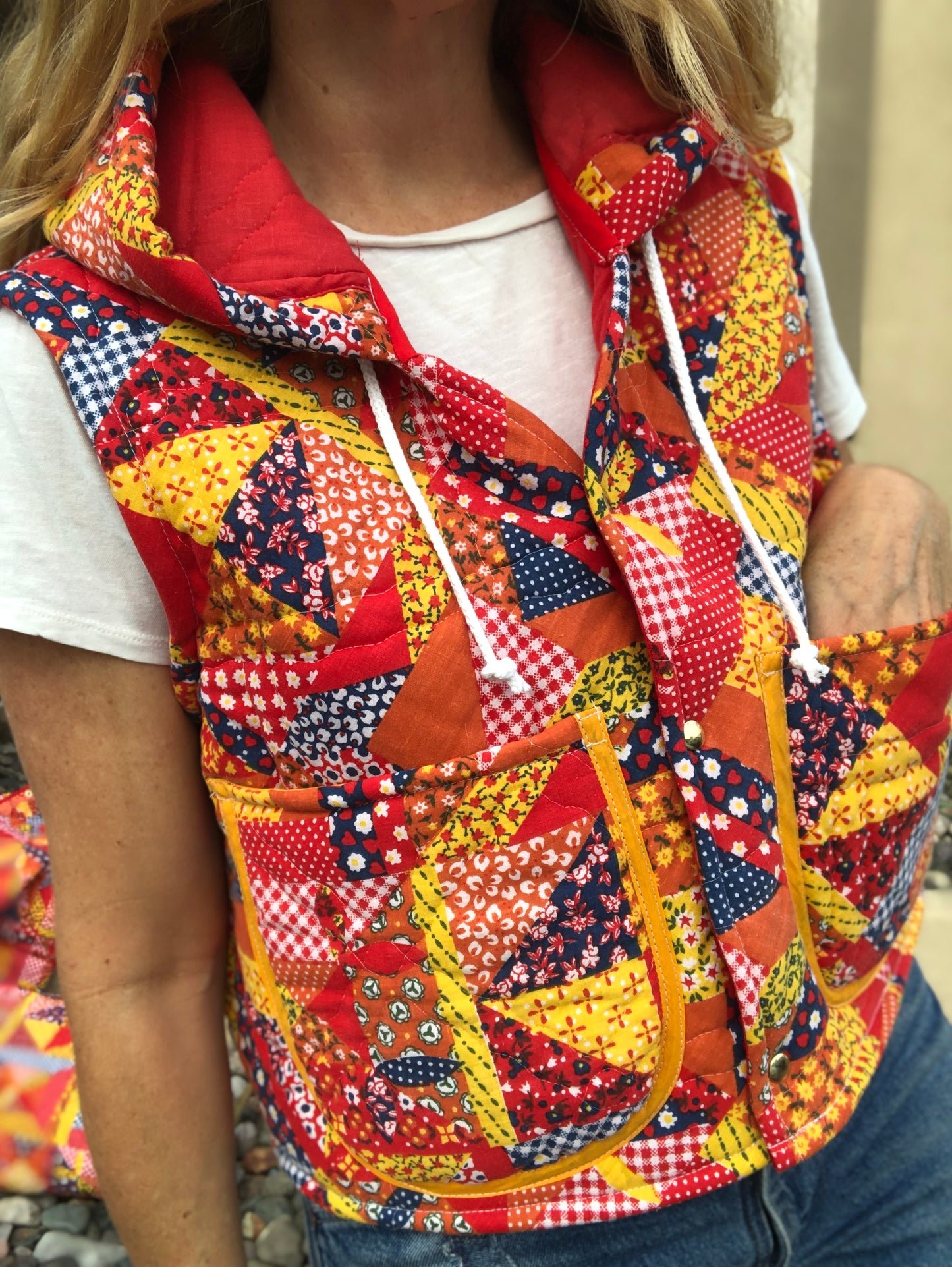 70s Calico Quilted Vest