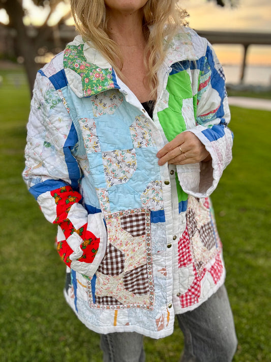 *Bow Tie Quilt Chore Coat w/snaps