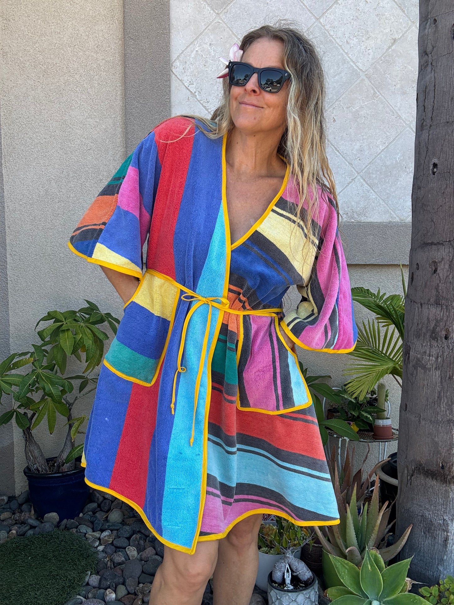 *Wrap Dress ~ 80s rainbow stripes
