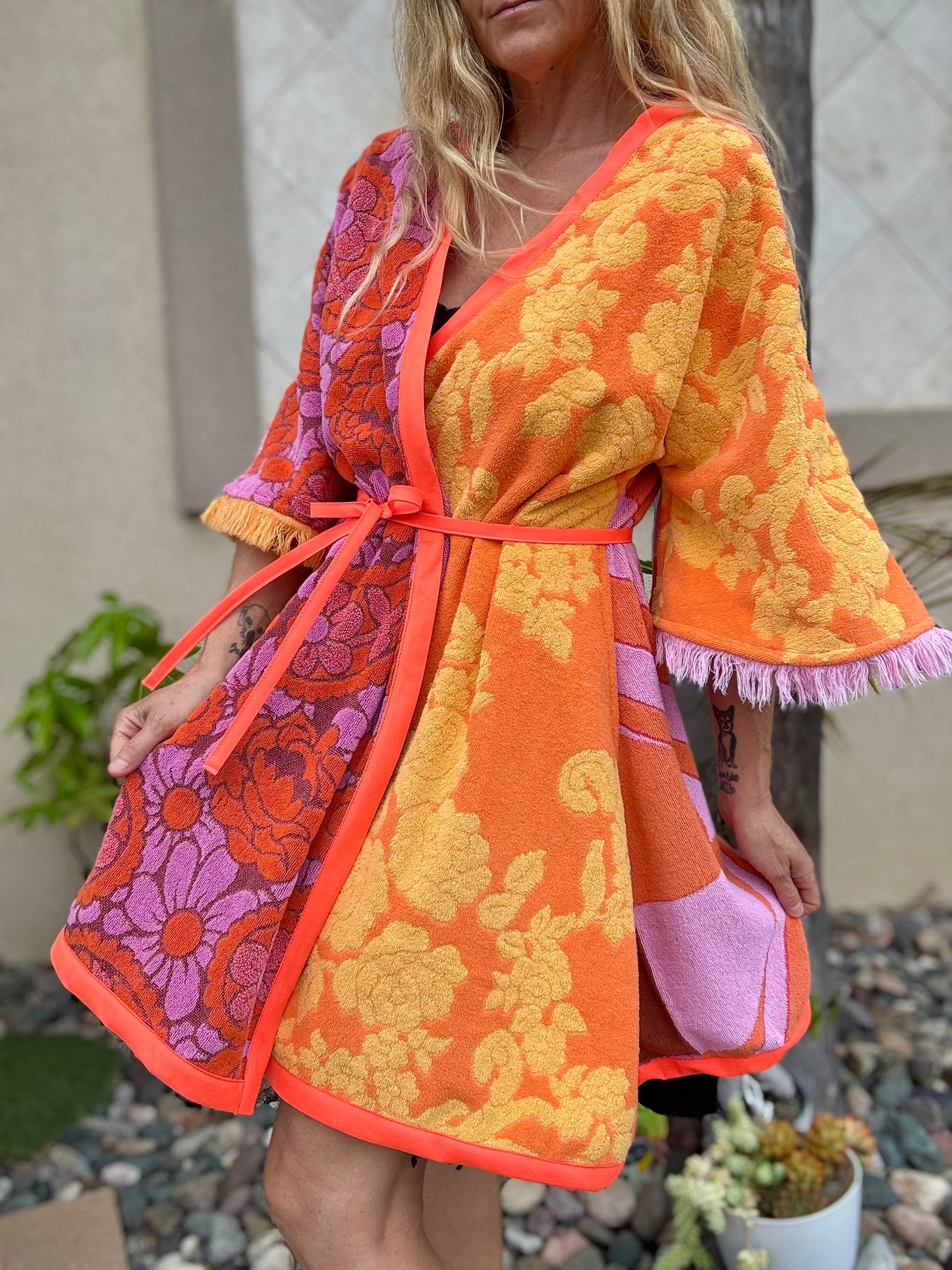 *Pink & Orange Robe/Wrap Dress