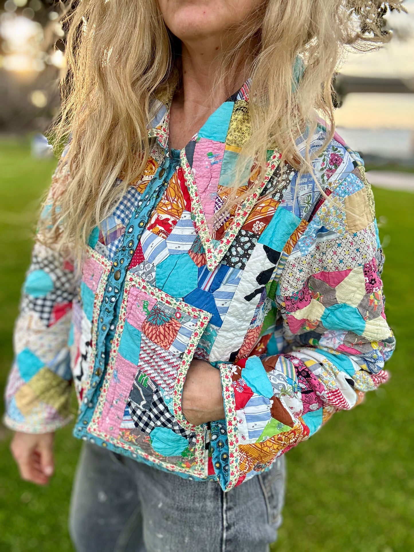 *Dagger Collar Large Star Cropped Coat w/ snaps